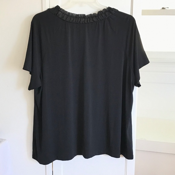 COVINGTON Ruffle Round Neck Black Short Sleeve Blouse Women’s Plus Size 26 2X - Picture 6 of 16